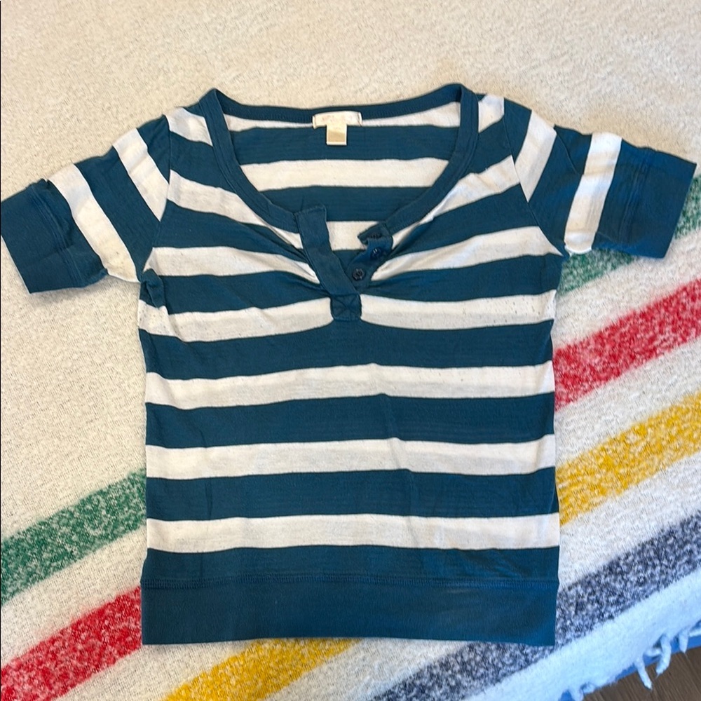 Blue and White Striped Henley